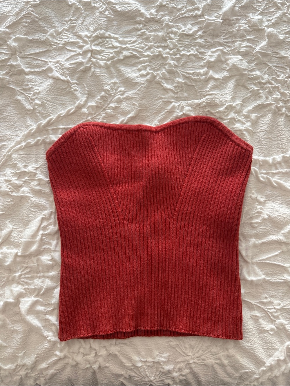 Express Strapless Ribbed Knit Camisole - Red